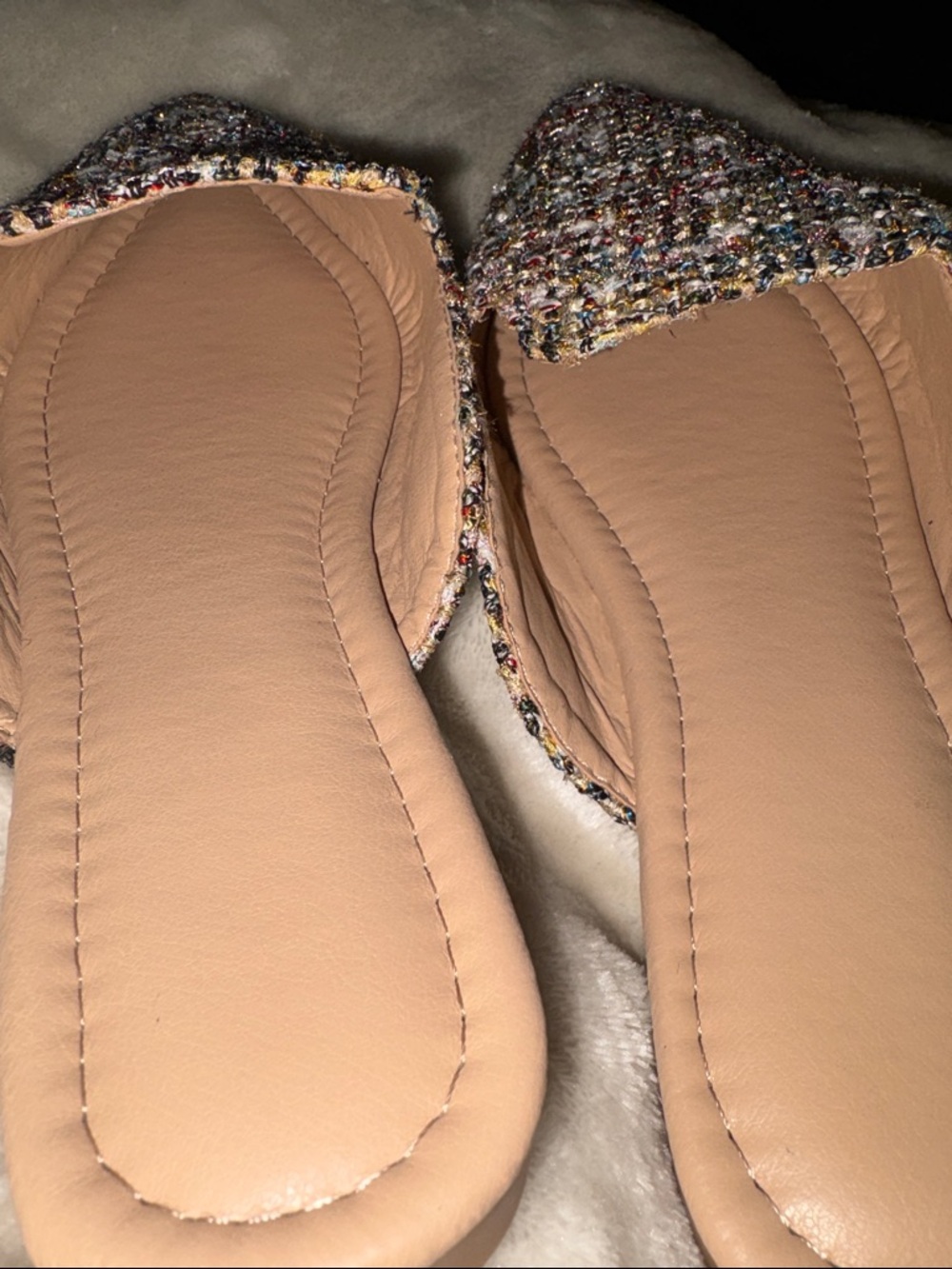 Multicolor Tweed Pointed Mules - Picture 2 of 6